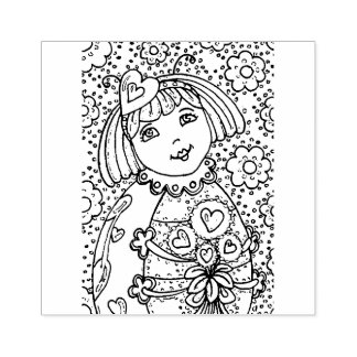 SELLO DE CAUCHO LADYBUG CUTIBLE CON BOUQUET CARDÍACO, SIMPÁTICO