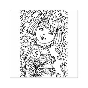 SELLO DE CAUCHO LADYBUG CUTIBLE CON BOUQUET CARDÍACO, SIMPÁTICO
