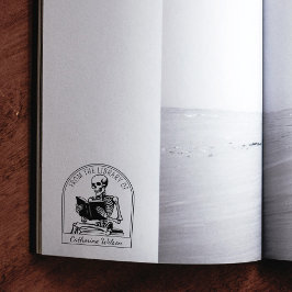 Sello De Caucho Lámina de libro de lectura de cráneo moderno de la