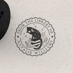 Sello De Caucho Lápiz de estrella de gato de cristal de la bibliot