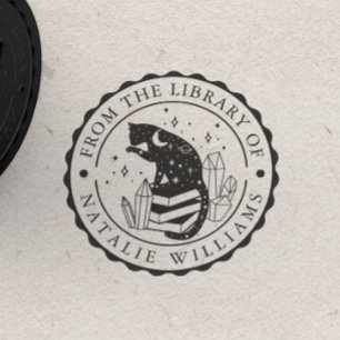 Sello De Caucho Lápiz de estrella de gato de cristal de la bibliot