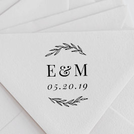 Sello De Caucho Laurel Branch Monograma de Boda Save the Date
