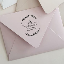 Sello De Caucho Laurel Monograma Nombre de la familia Dirección de