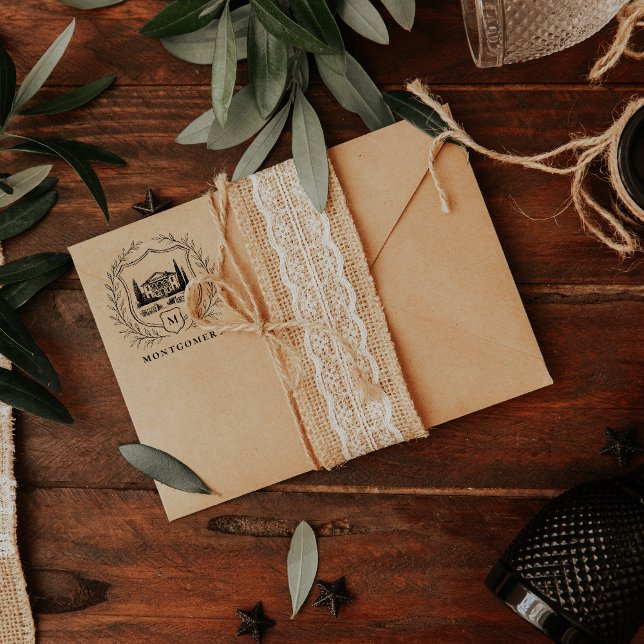 Sello De Caucho Laurel Shield Estate | Monograma boda (Subido por el creador)