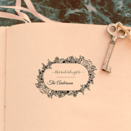 Sello De Caucho Laurel Wreath Personalizado Este libro pertenece a