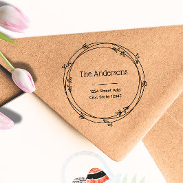 Sello De Caucho Laurel Wreath Personalizado Nombre de familia Dire