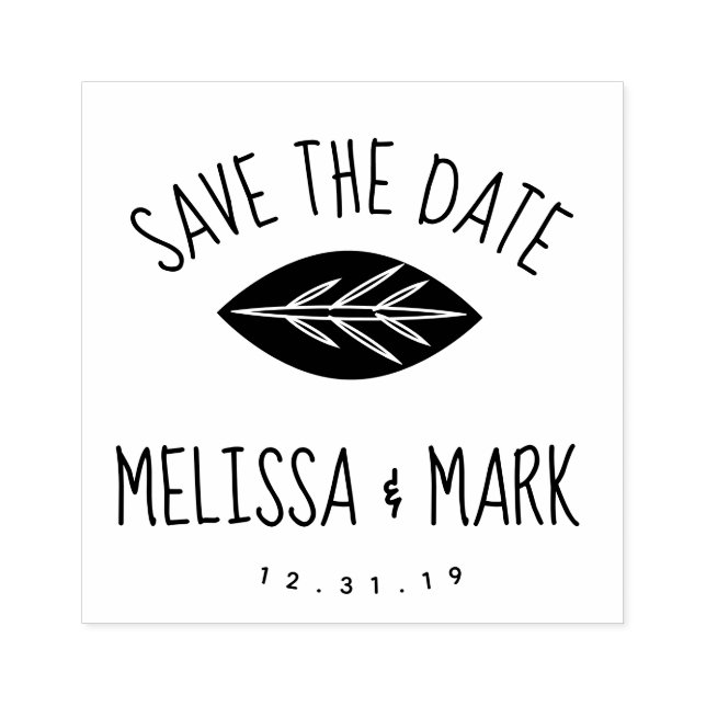 Sello De Caucho Leaf Fun Lettering Save the Date (Impresión)