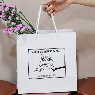 Sello De Caucho Lechuza Cuta, Empresa Personalizado, Grande