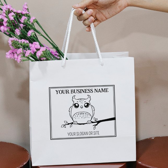 Sello De Caucho Lechuza Cuta, Empresa Personalizado, Grande (Subido por el creador)