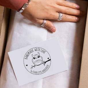 Sello De Caucho Lechuza Cuta, Personalizado Hecha A Mano Con Amor,