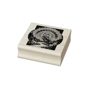 Sello De Caucho Lechuza sicodélica Mandala - Arte forestal trippy