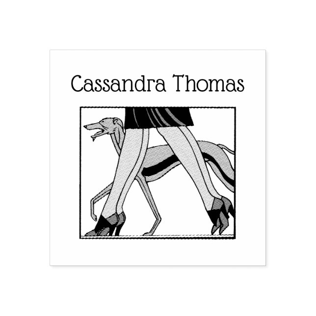 Sello De Caucho Legs Art Deco Mujeres Greyhound Whippet Dog R Nomb (Impresión)