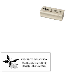 Sello De Caucho Lémones Pintados A Mano Con Boda De Flores