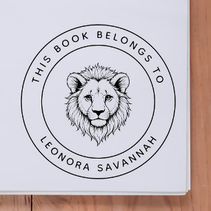 Sello De Caucho León bebé lindo Este libro pertenece al nombre del
