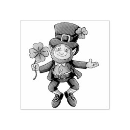 Sello De Caucho Leprechaun saltando del bloque de madera del Día d
