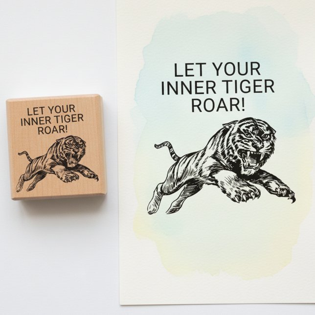 Sello De Caucho Let Your Inner Tiger Roar Inspirational Stamp (Let your inner tiger roar inspirational wooden art stamp for crafts and creative projects.)