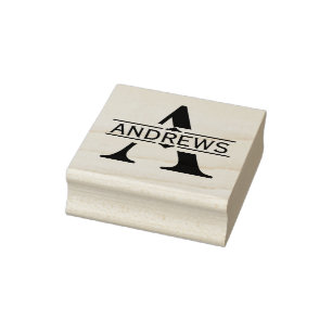 Sello De Caucho Letra A Monograma negro ornamental dividido