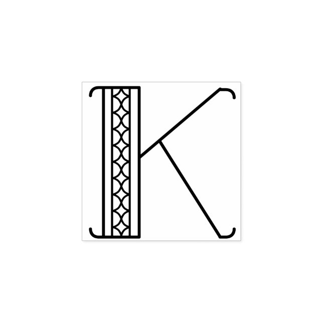 Sello De Caucho Letra Art Deco cuadrada monograma K (Impresión)