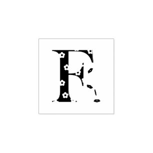 Sello De Caucho Letra F con patrón de flor