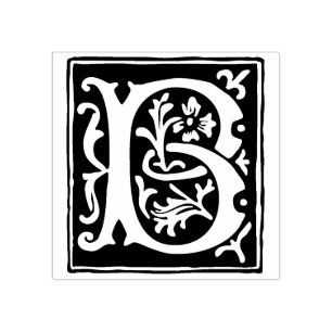 Sello De Caucho Letra floral alfabeta B tipografía de época