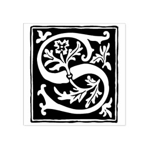 Sello De Caucho Letra floral alfabeta S tipografía vintage