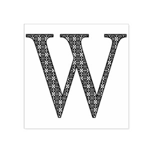 Sello De Caucho Letra mediana del monograma de damasco W