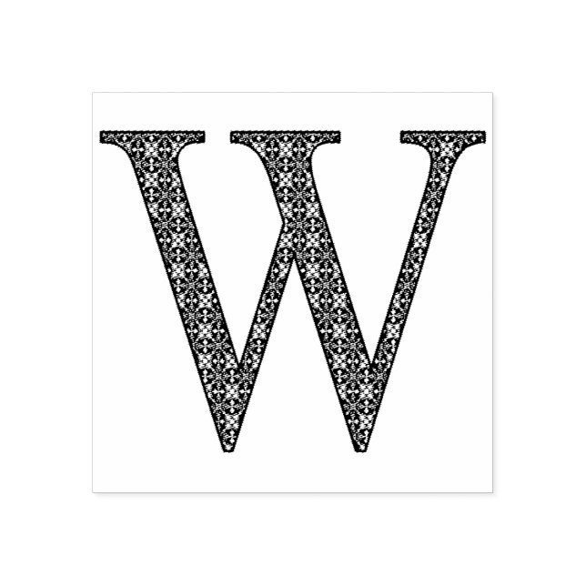 Sello De Caucho Letra mediana del monograma de damasco W (Impresión)