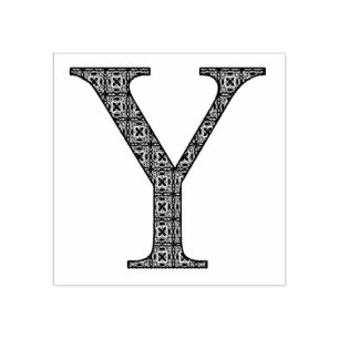 Sello De Caucho Letra mediana del monograma de damasco Y