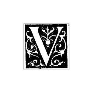 Sello De Caucho Letra monogramo vintage decorativa V