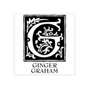 Sello De Caucho Letra ornamental alfabeta G monogramada