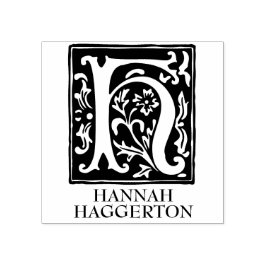 Sello De Caucho Letra ornamental alfabeta H monogramada