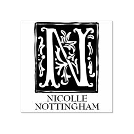 Sello De Caucho Letra ornamental alfabeta n monogramada