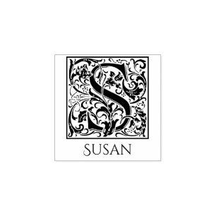 Sello De Caucho Letra S primera letra vintage con nombre personali