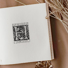 Sello De Caucho Letra vintage floral monograma H de la biblioteca
