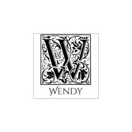 Sello De Caucho Letra W primera letra vintage con nombre personali