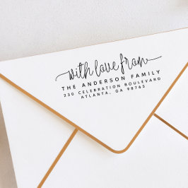 Sello De Caucho Letras de script con amor desde y dirección de ret