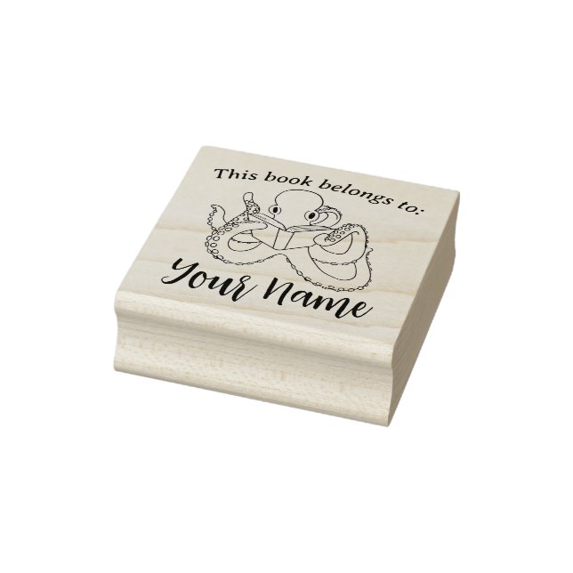 Sello De Caucho Leyendo libro de pulpos (Sello)