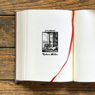 Sello De Caucho Librería antigua Etching Henri Bacher Ex Libris