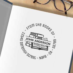 Sello De Caucho Libreta de direcciones redondas de la pila de libr