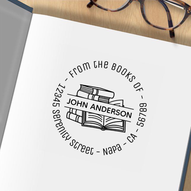 Sello De Caucho Libreta de direcciones redondas de la pila de libr (Subido por el creador)