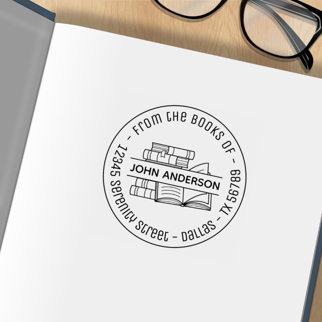 Sello De Caucho Libreta de direcciones redondas de la pila de libr (Subido por el creador)