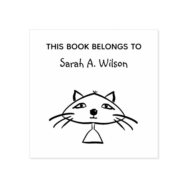 Sello De Caucho Libro de Arte de Gato Divertido Personalizado (Impresión)