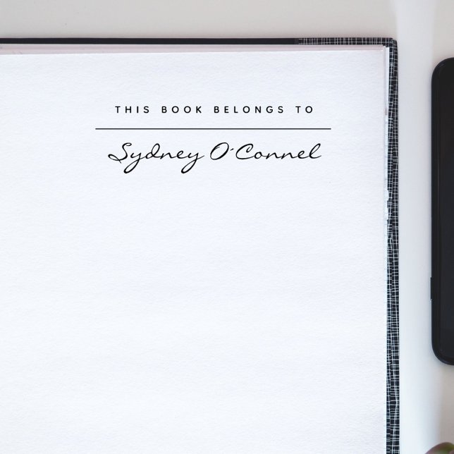 Sello De Caucho Libro de biblioteca de nombres personalizada de sc (Modern Minimalist Script Custom Name Library Book Rubber Stamp)