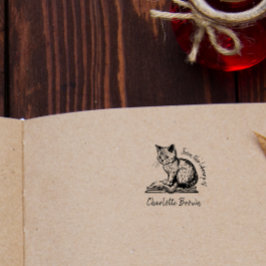 Sello De Caucho Libro de biblioteca de Personalizados de gatos de 