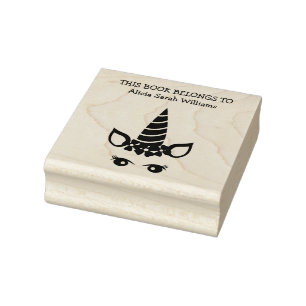 Sello De Caucho Libro de Cute Girly Unicorn Pertenece a la placa d