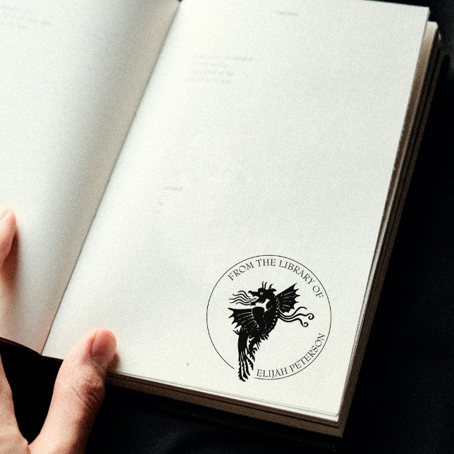 Sello De Caucho Libro de Fantasy Dragon de la biblioteca de (Subido por el creador)