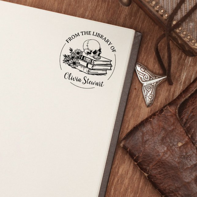 Sello De Caucho Libro de Flores de Cráneo de Script Simple (Subido por el creador)