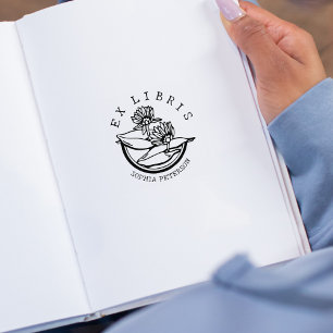 Sello De Caucho Libro de Flores de Lotus Ex Libris