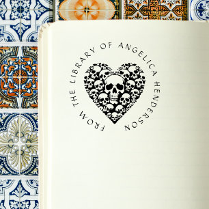 Sello De Caucho Libro de la biblioteca de Personalizados de Heart