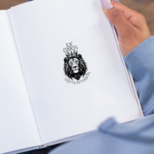 Sello De Caucho Libro de la Biblioteca del Rey Viejo Ex Libris